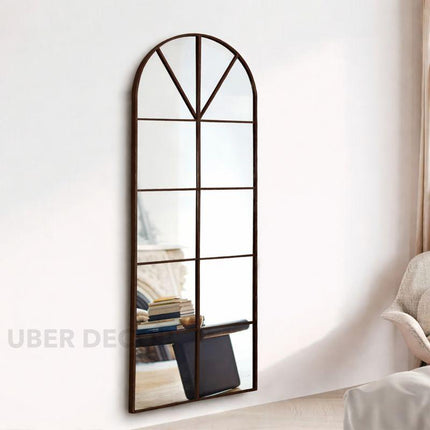 Cathedral Arched Window Mirror – Full-Length Iron Frame Wall Mirror for Living Room, Bedroom, and Entryway Decor