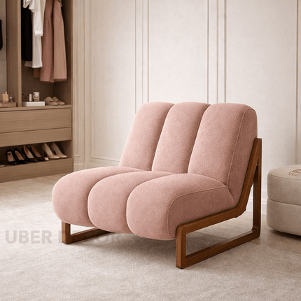 Pure Nest Bedroom Chair Mid Century Modern Scandinavian Inspired Solid Wood Frame Fixed Base Cozy Chair Living Room and Bedroom