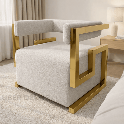 Aurora Luxe Accent Chair – Mid-Century Modern Glam Lounge Seating with Stainless Steel Frame for Living Room & Hotel Spaces