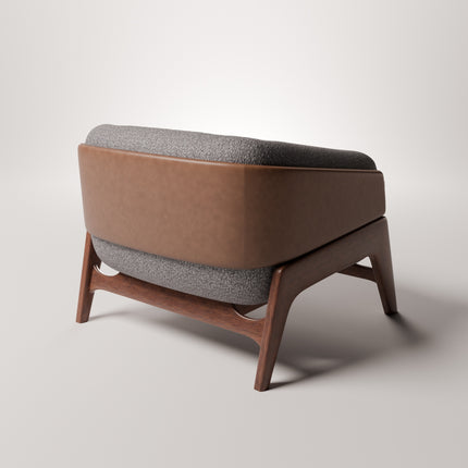Lotus Nest Accent Chair Japandi Minimalist Scandinavian Solid Wood Legs Fixed Base Living Room Chair and Bedroom Chair