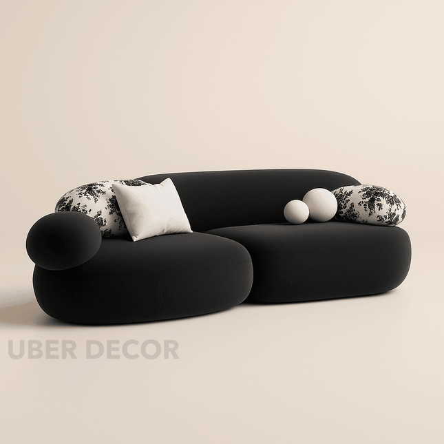 Bilbao 2-Seater Retro Pebble Sofa β Special-Shaped Minimalist Couch for Small Apartments, Homestays, Beauty Salons, and Reception Areas