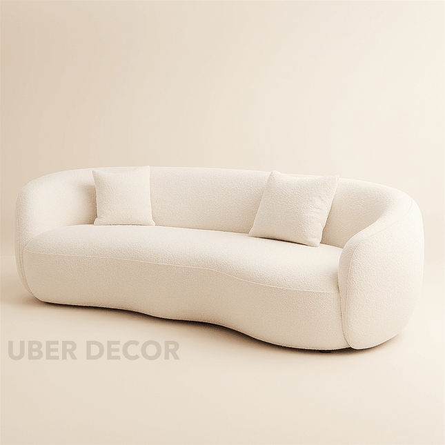 Delhi 94" Curved Sofa- Modern Curved Sofa in Boucle Fabric- Soft and Comfortable Seating
