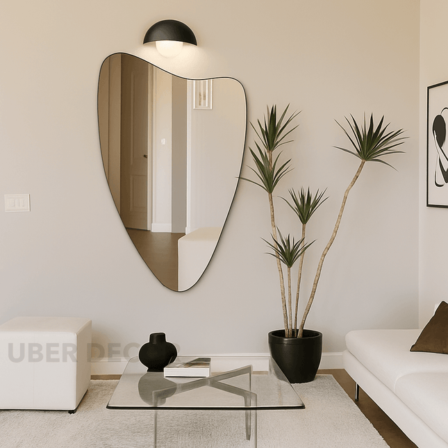 Asymmetrical Frameless Wall Mirror-Modern Asymmetric Irregular Mirror for Bathroom Vanity or Living Room