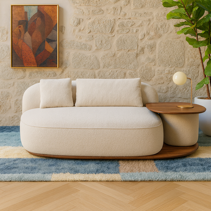Orbitra Lounge Chair Minimalist Modern Accent with Sculptural Platform Base and Functional Surface Statement Seating for Living Room and Bedroom Interiors
