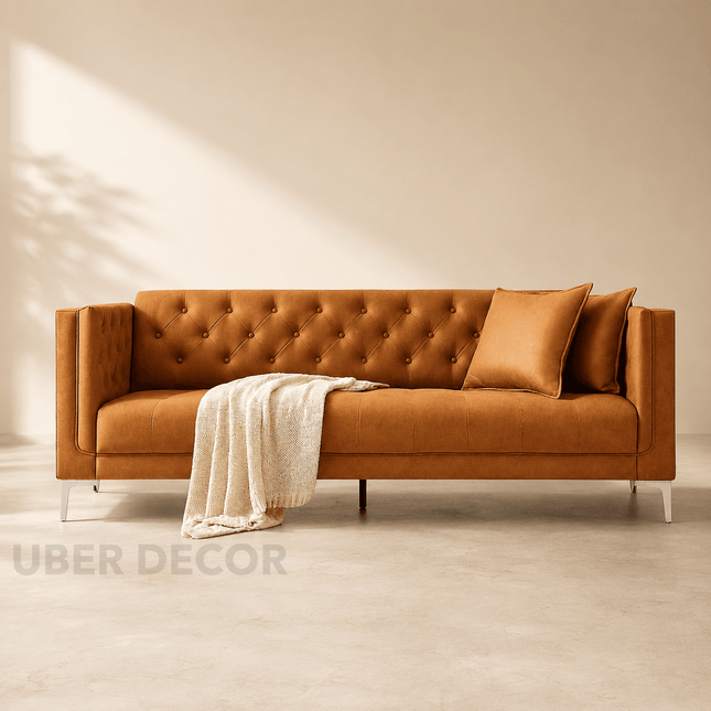 Manchester 78" Sofa- 3-Seater Upholstered Handmade Tufted Chesterfield Style Couch for Living Room or Office