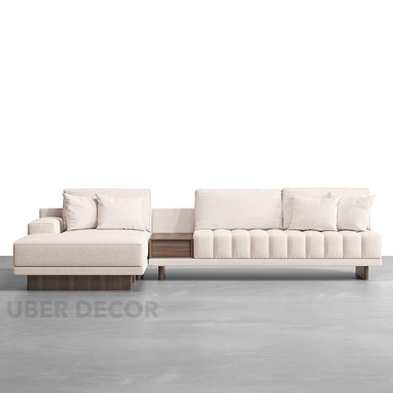 Hanover Luxury Modern Sectional Sofa with Chaise Lounge and Wooden Storage Platform Customisable Designer Sofa for Living Room