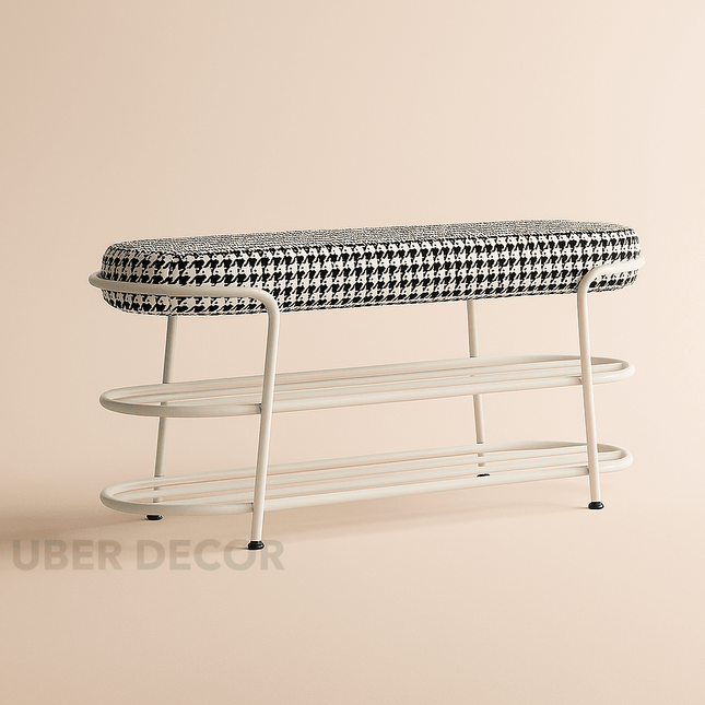 NordSleek Shoe Organizer Stool | Advanced Nordic Design for Entryway & Clothing Store | Multifunctional Furniture Piece