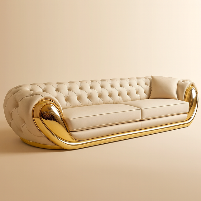Avignon Luxury Chesterfield Style Sofa With Gold Accent- Elegant Design for Living Room & Salon