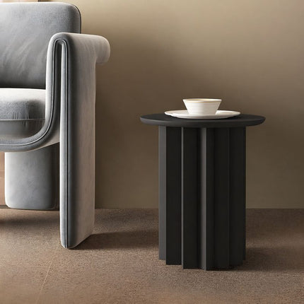 Pripet Modern Round Sculptural Minimalist Side Table with Pleated Column Base for Living Room