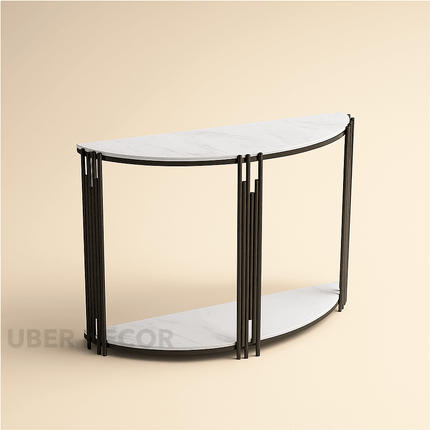 Orvella Curve Console Table – Semi-Circle Modern Console with Sintered Stone Shelves for Entryways & Living Spaces