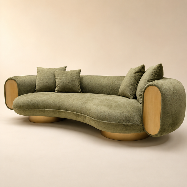 Verde Halo Sculptural Designer Sofa with Organic Curved Silhouette Customisable Luxury Statement Couch for Artistic Contemporary Interiors