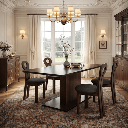 Drevano Wooden Dining Table Scandinavian Japandi Minimalist Pedestal Base Dining Table for Dining Room