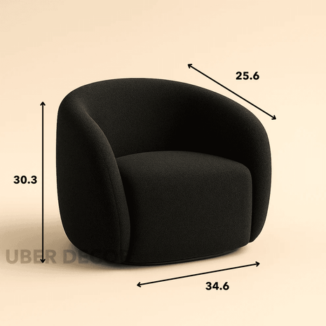 Aleris- Modern Upholstered 360 Degree Swivel Accent Barrel Arm Chair for Living Room or Office - Uber Decor
