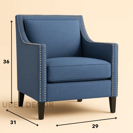 Rhesia- Traditional Style Square Shaped Embellished Upholstered Armchair for Living Room or Study