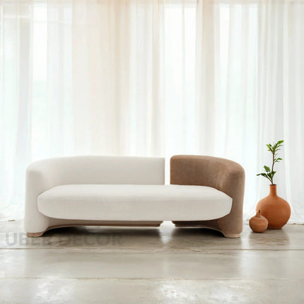 Veracruz 2-Seater Curved Sofa Modern Organic Dual-Tone Luxury Couch for Living Room