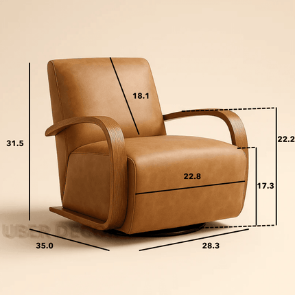 BREHANA – Mid-Century Modern Accent Armchair with Sculpted Wooden Arms