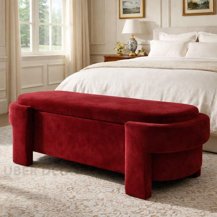 Zarelle Curved Modern Flip Top Storage Bench – Japandi-Meets-European Organizer for Bedroom, Entryway & Lounge Spaces