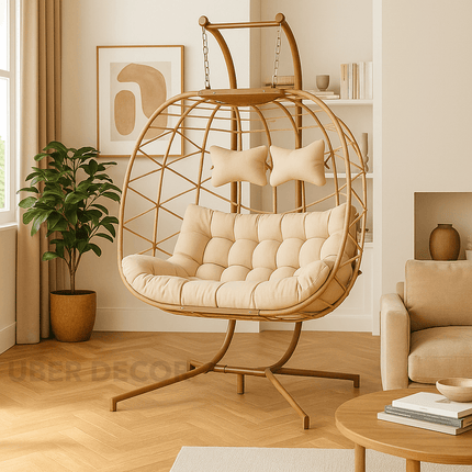 SkyDune Cocoon Swing Chair – Relaxed Contemporary Living | Boho Modern Structure | American Inspired | Porch & Living Room Swing Chair for Patios, Balconies, Studies & Gardens