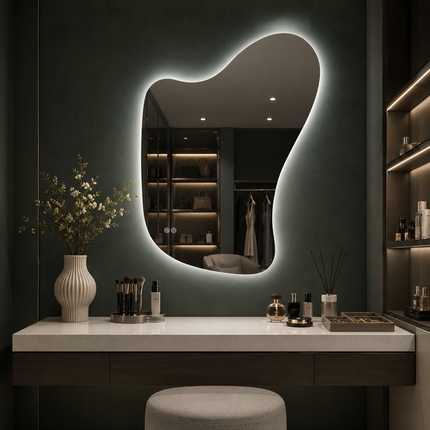 LumiEdge Frameless Asymmetrical Front or Back Lit LED Mirror Bathroom or Vanity Mirror with Touch Controls