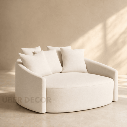 Runa 62" 2-Seater Japandi Curved Loveseat – Oversized Wabi Sabi Style Couch for Living Room