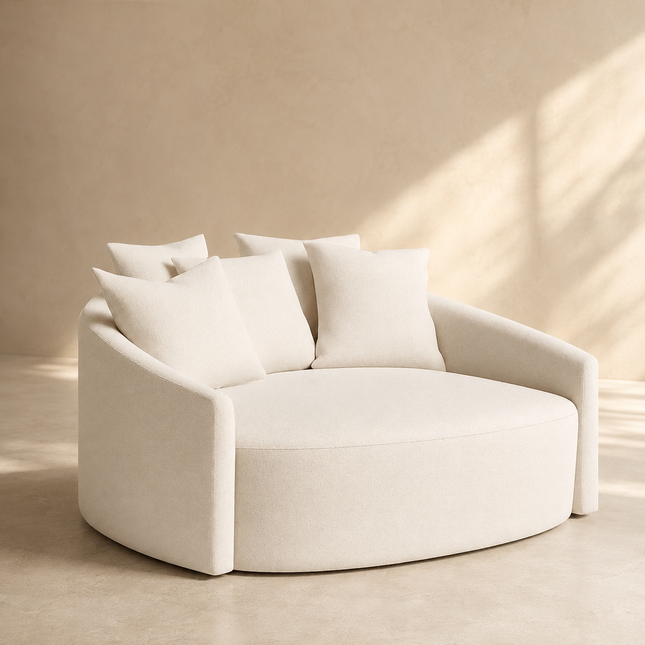 Runa 62" 2-Seater Japandi Curved Loveseat – Oversized Wabi Sabi Style Couch for Living Room