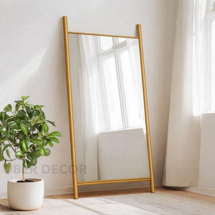 H-Frame Elegance- Metal Framed Rectangle Full Length Standing Mirror for Bedroom