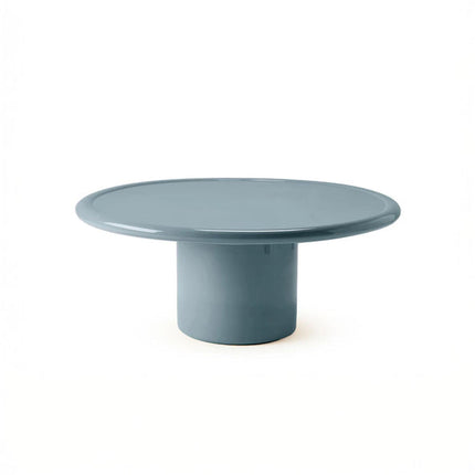 Piave Coffee Table, Modern Glossy Blue Round Minimalist Center Table with Pedestal Base for Living Room