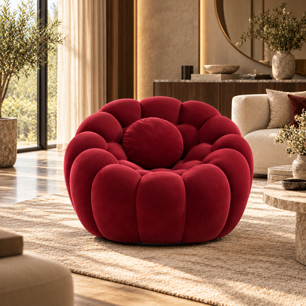 Bubble Lounge Chair Ready to Ship Maroon Suede Velvet Modern Designer Accent Chair for - product image 3