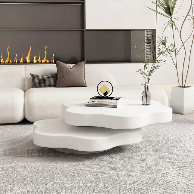 Cedar Elan End Table – Ready to Ship White Matte Folding Rotating Coffee Table