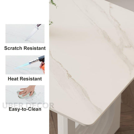 Welkin Home Rectangular Marble Top Dining Table Modern Mid-Century European Luxury Table for Dining Room Kitchen Dining Area & Formal Dining Hall
