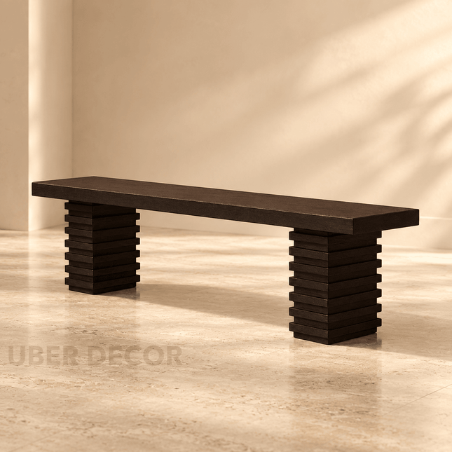 Skandia Serenity Contemporary Solid Wood Architectural Bench Modern Customisable Seating for Dining Living Lounge and Entryway