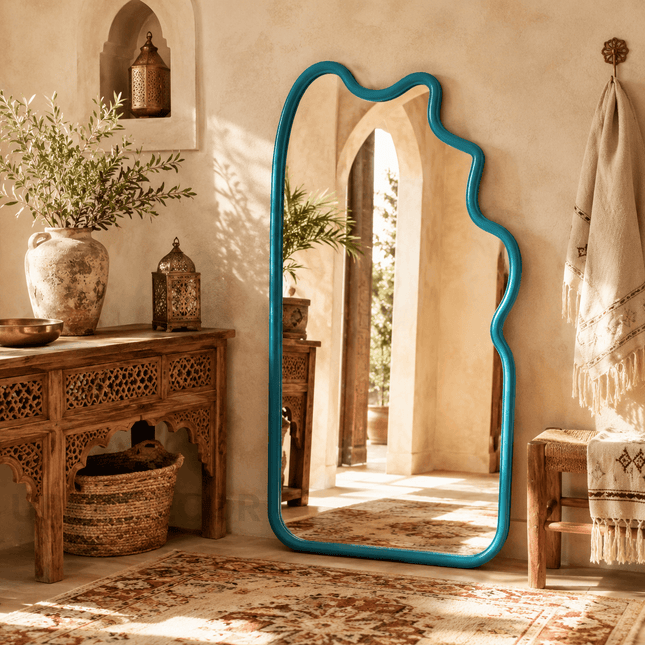 Zafira Wavy Full Length Floor Mirror – Decorative Moroccan Standing Mirror