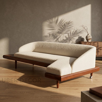Dallas 4-Seater Modern Sectional Sofa Wooden Base Neutral Upholstered Couch for Living Room