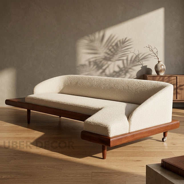 Dallas 4-Seater Modern Sectional Sofa Wooden Base Neutral Upholstered Couch for Living Room