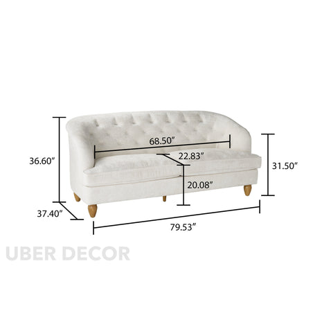 Nestrel Rolled‑Back 3‑Seater Tufted Sofa – Traditional American Modern Couch for Living Room - Uber Decor