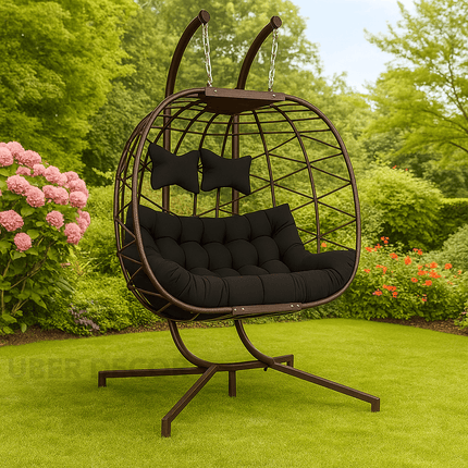 SkyDune Cocoon Swing Chair – Relaxed Contemporary Living | Boho Modern Structure | American Inspired | Porch & Living Room Swing Chair for Patios, Balconies, Studies & Gardens