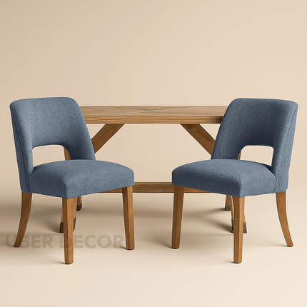 Vion Dining Chair Set of 2 Custom Made Mid Century Modern Design with Curved Back Ideal for Dining Room Formal Dining Area - Uber Decor