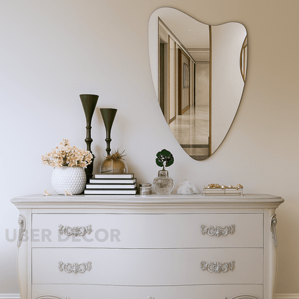 Asymmetrical Frameless Wall Mirror-Modern Asymmetric Irregular Mirror for Bathroom Vanity or Living Room