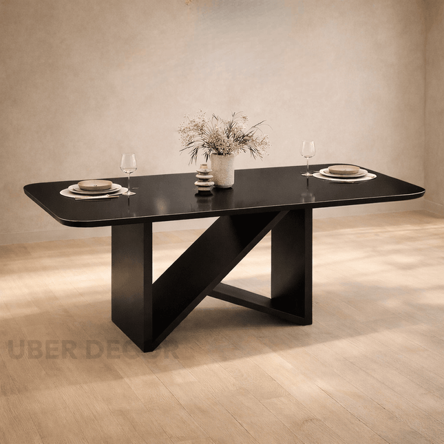 Midnight Gather Modern Dining Table with Sculptural Base Contemporary Design for Dining Room and Modern Home Interiors