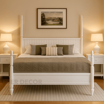 TeakRise Wabi Sabi Four-Poster Panel Bed for Boutique Hotel Suites