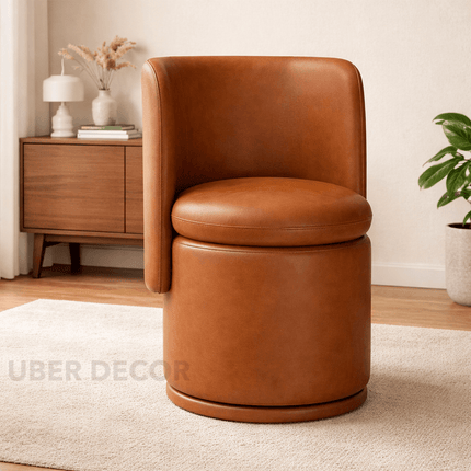Erona Modern Barrel Chair with Rounded Back and Cylindrical Base Perfect for Bedroom Living Room or Accent Corners