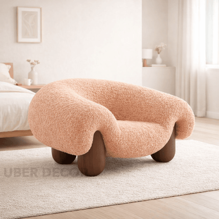 Sculpta Nest Lounge Chair Mid Century Modern European Inspired Solid Wood Legs Fixed Base Living Room Chair and Lounge Room