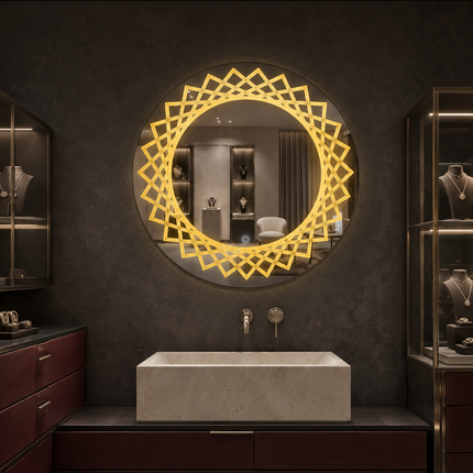 Lumora Round Design led mirror- 3-colour frontlit or backlit touch button led frameless bathroom vanity mirror