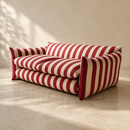 Helsinki Vintage Striped Sofa Modern Retro Accent Couch for Living Room or Lounge
