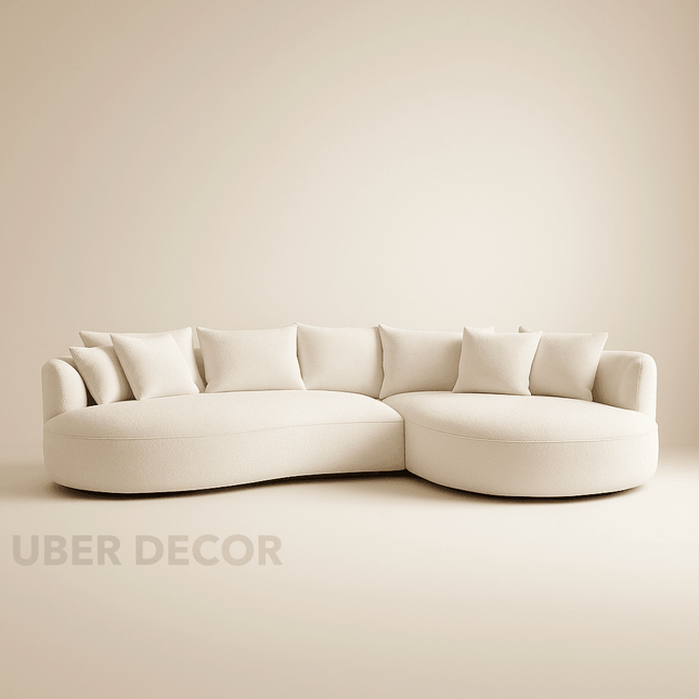 Boucle Breeze Curved Luxury Sofa - Elegant Boucle Couch for Modern Interiors- 1, 3, 5, 7 seater
