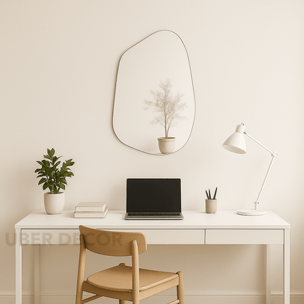 Abstract Frameless Wall Mirror-Unique Stylish Wavy Irregular Mirror Design for Bathroom, Powder Room or Living Room