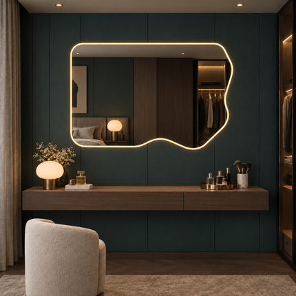 Orena Frameless Organic LED Wall Mirror with Front or Back Lit for Bathroom Vanity and Modern Decor