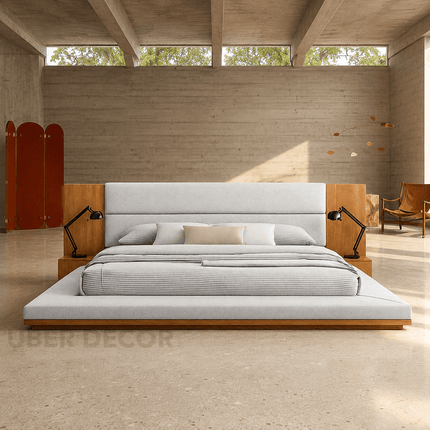 MahoganySlate Ultra-Low Modern Platform Customisable Bed for Luxe Bedrooms