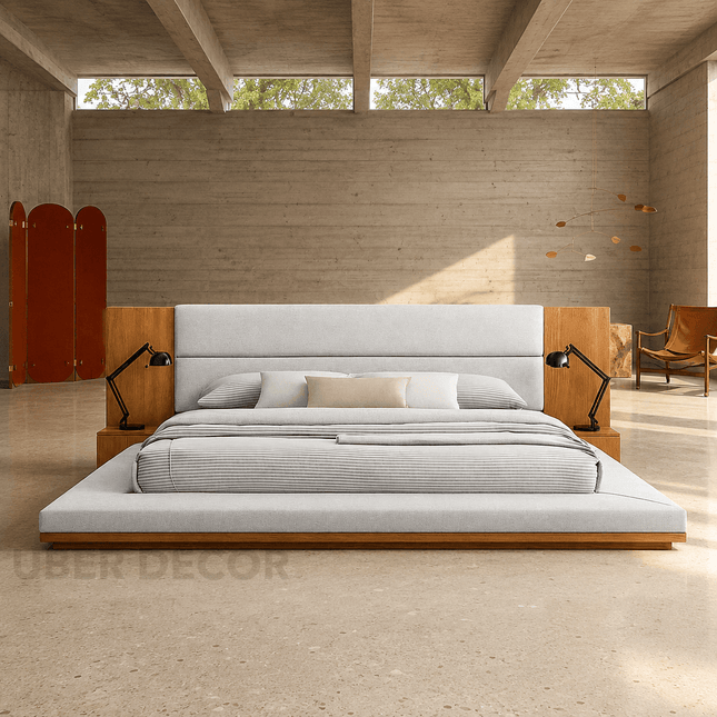 MahoganySlate Ultra-Low Modern Platform Customisable Bed for Luxe Bedrooms