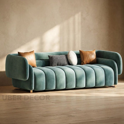 Andorra Luxury Modern Channel Tufted Sofa with Curved Backrest Customisable Designer Couch for Luxury Apartments